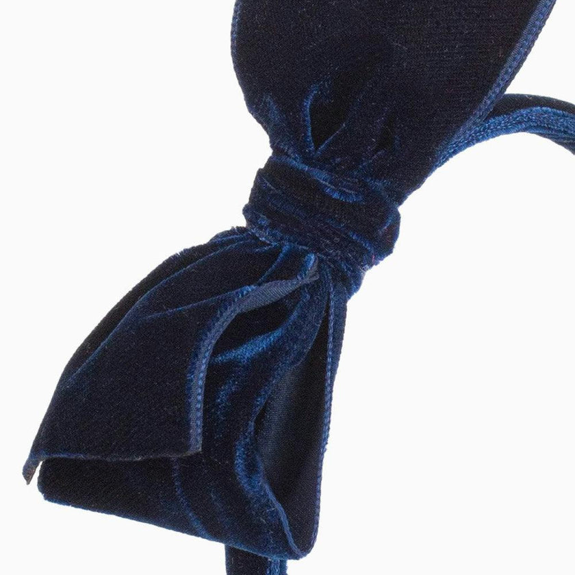 Velvet Big Bow Alice Band in Navy