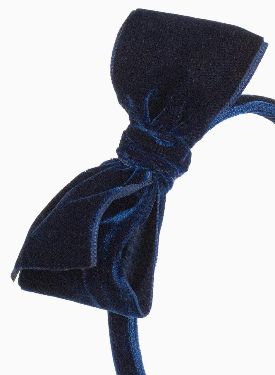 Velvet Big Bow Alice Band in Navy