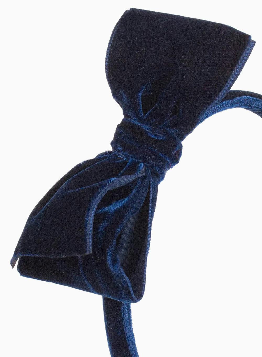 Velvet Big Bow Alice Band in Navy