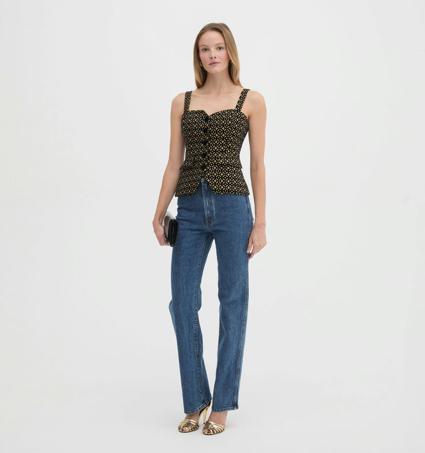 The Jessa Top - Byzantine Brocade, Black/Gold