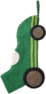 Kids Green Race Car Hand Felted Wool Christmas Stocking Arcadia Home