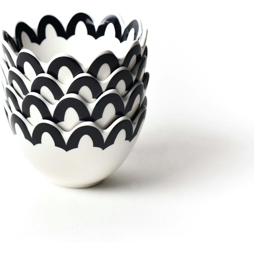 Black Arabesque Trim Scallop Small Bowl