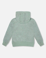 Super Soft Hooded Brushed Jersey Sweatshirt with Graphic Print Green