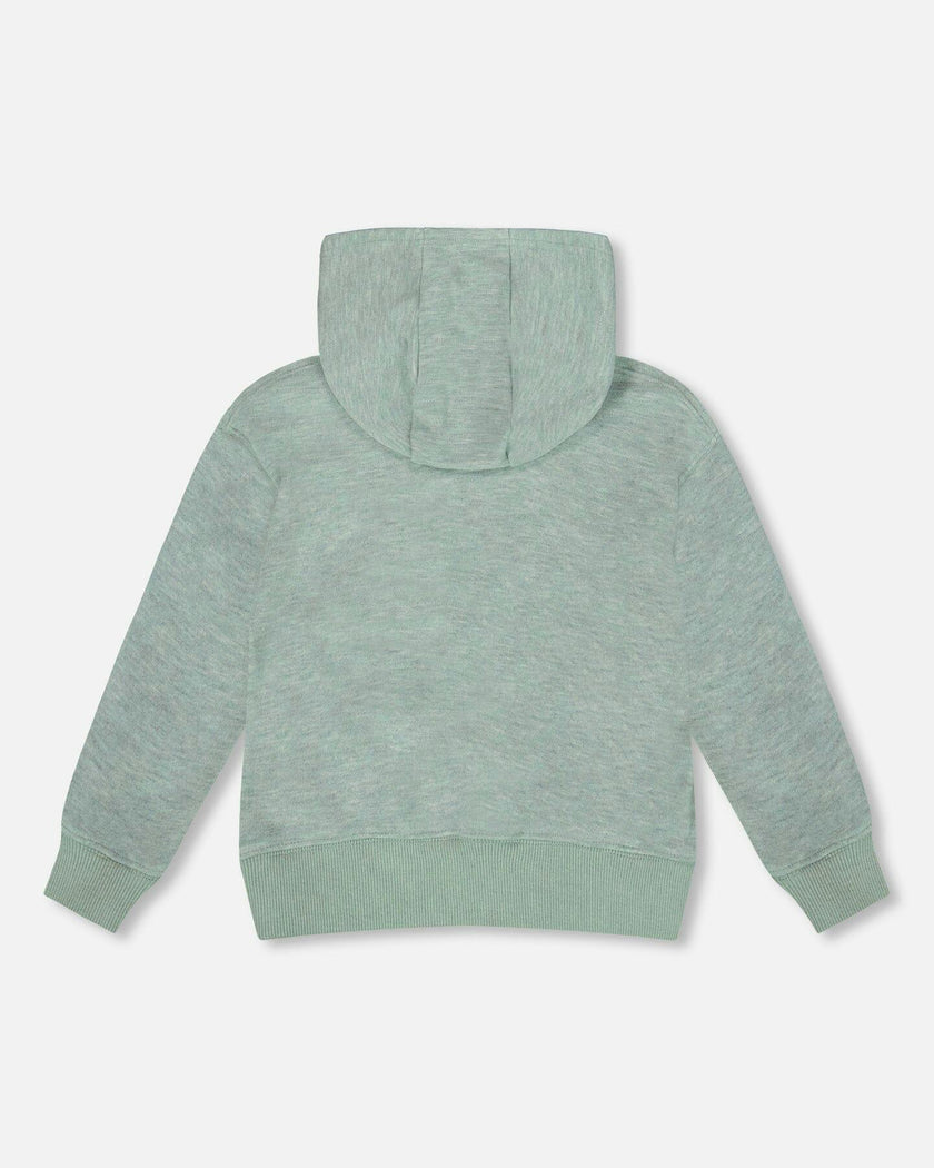 Super Soft Hooded Brushed Jersey Sweatshirt with Graphic Print Green