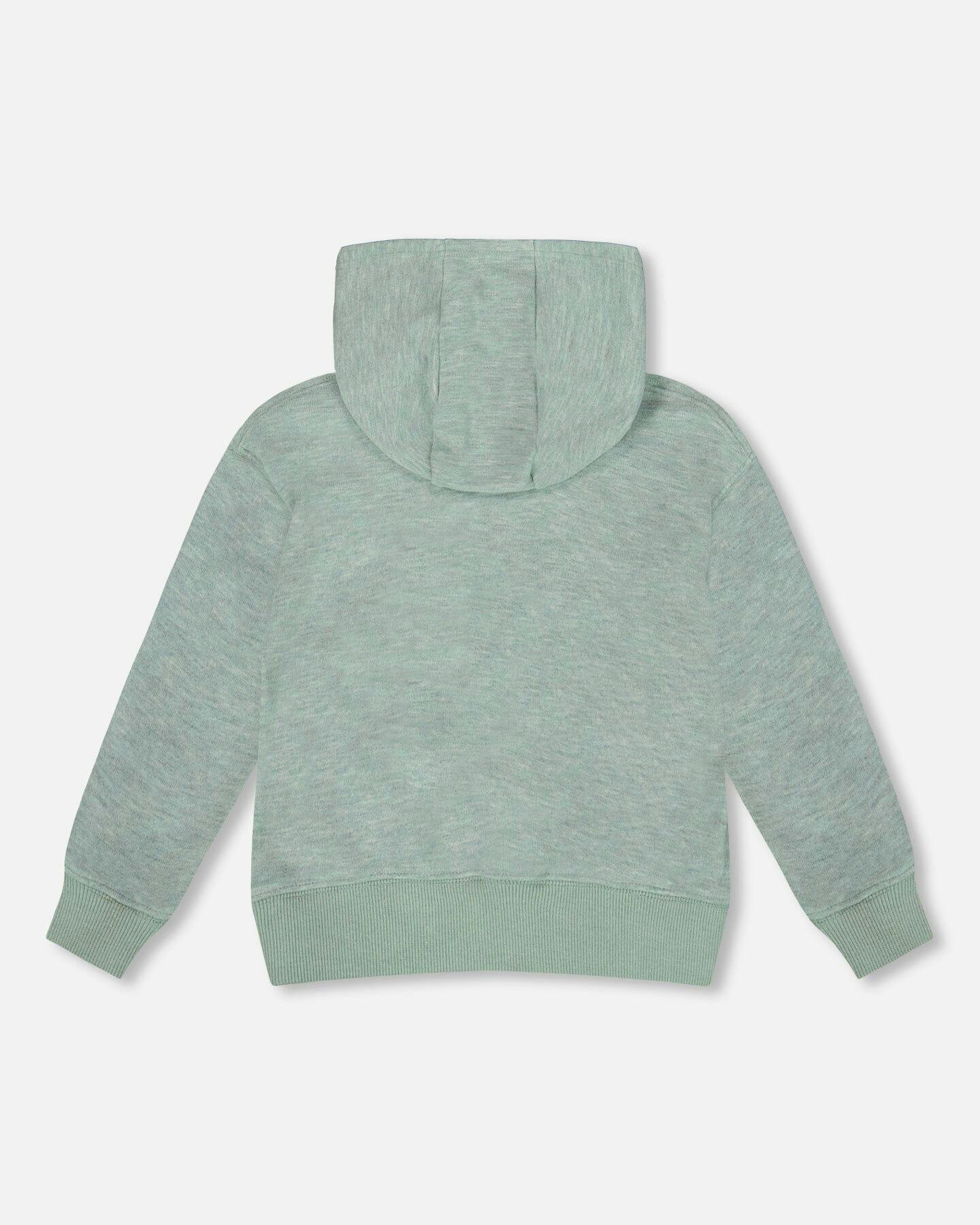 Super Soft Hooded Brushed Jersey Sweatshirt with Graphic Print Green