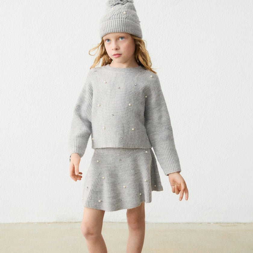 Gray Pearl Knit Sweater