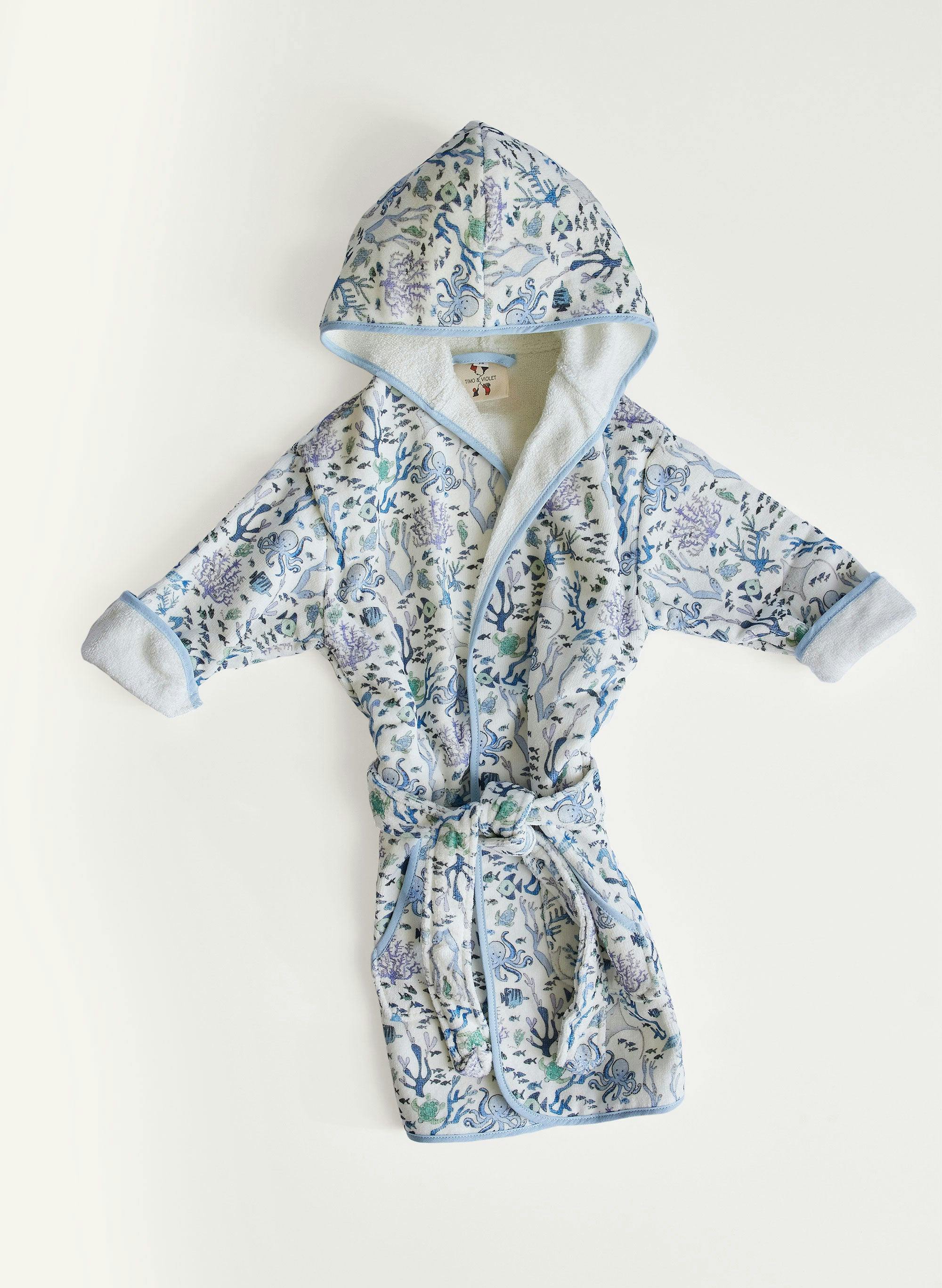 Organic Children’s Bathrobe - Coral Reef