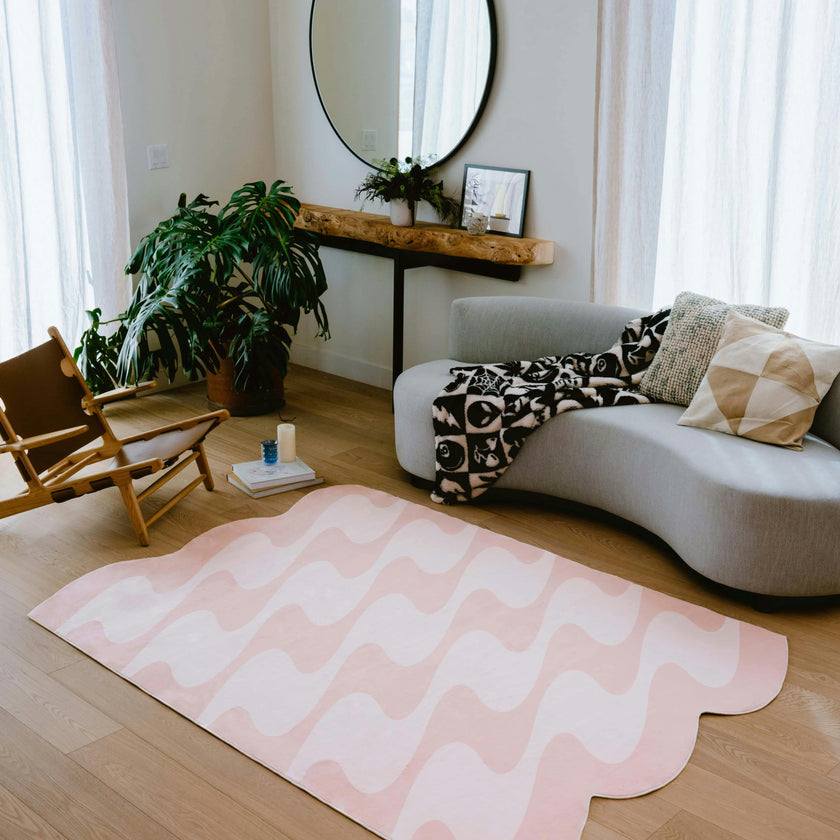 Pastel Irregular Shaped Wavy Rug by Johann Banta
