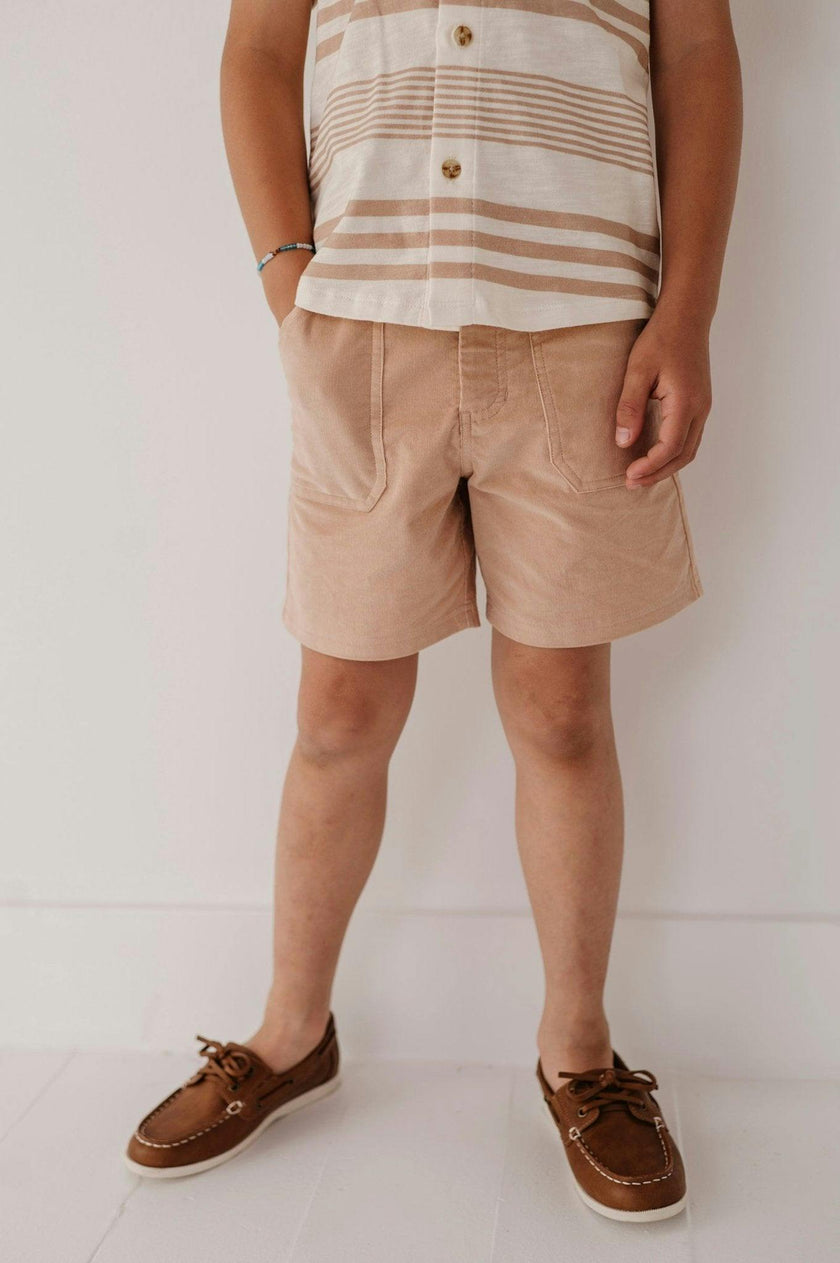 Boys Corduroy Shorts in Latte