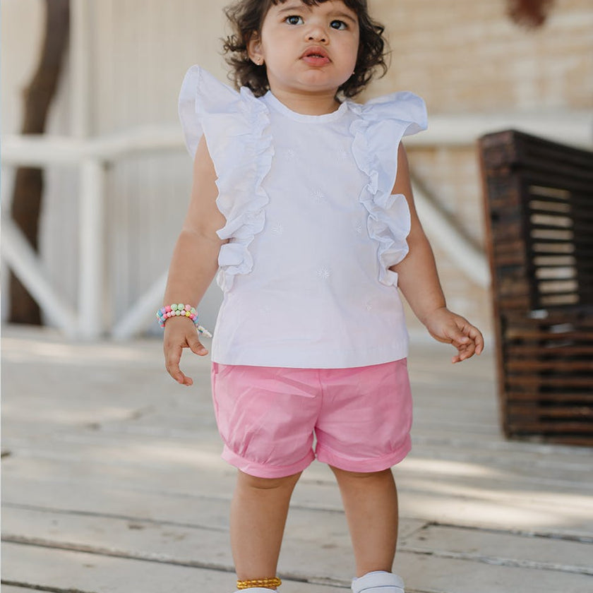 Ruffle Sleeve Short Set