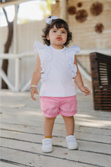 Ruffle Sleeve Short Set