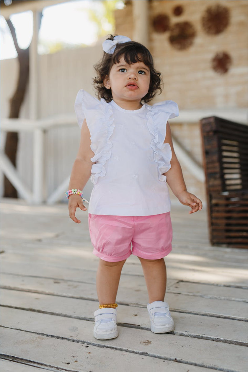 Ruffle Sleeve Short Set