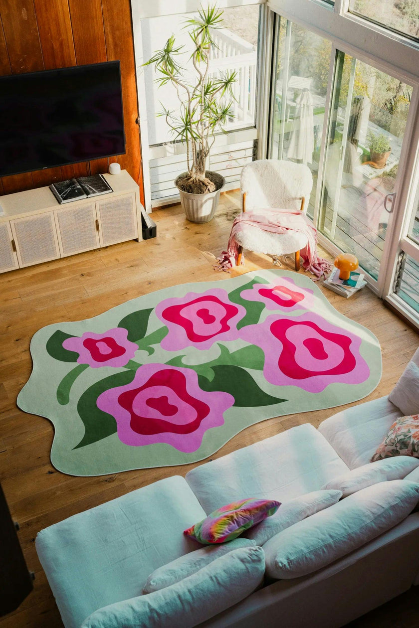 Irregular Rose Garden Floral Rug by Maggie Stephenson