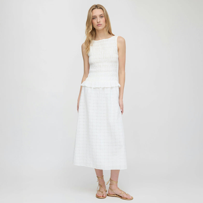 The Phoebe Nap Top - White Crinkle Check