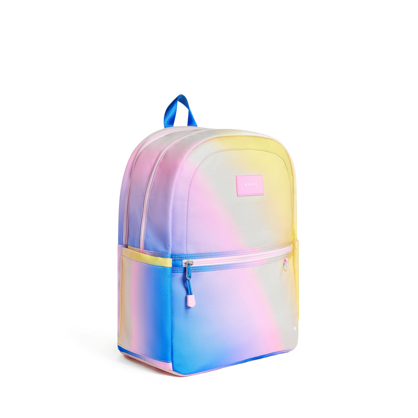 Kane Double Pocket Large Backpack, Blue/Pink/Yellow Gradient