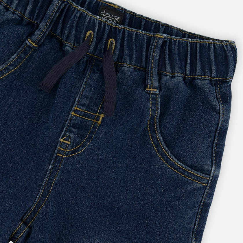 French Terry Denim Jogger Pants Navy Blue