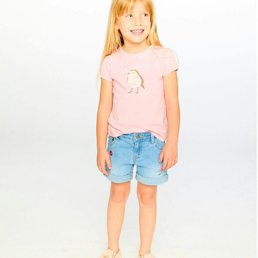 Denim Shorts With Embroidery