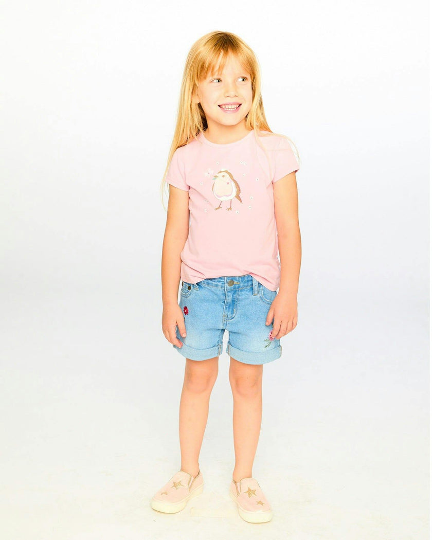 Denim Shorts With Embroidery