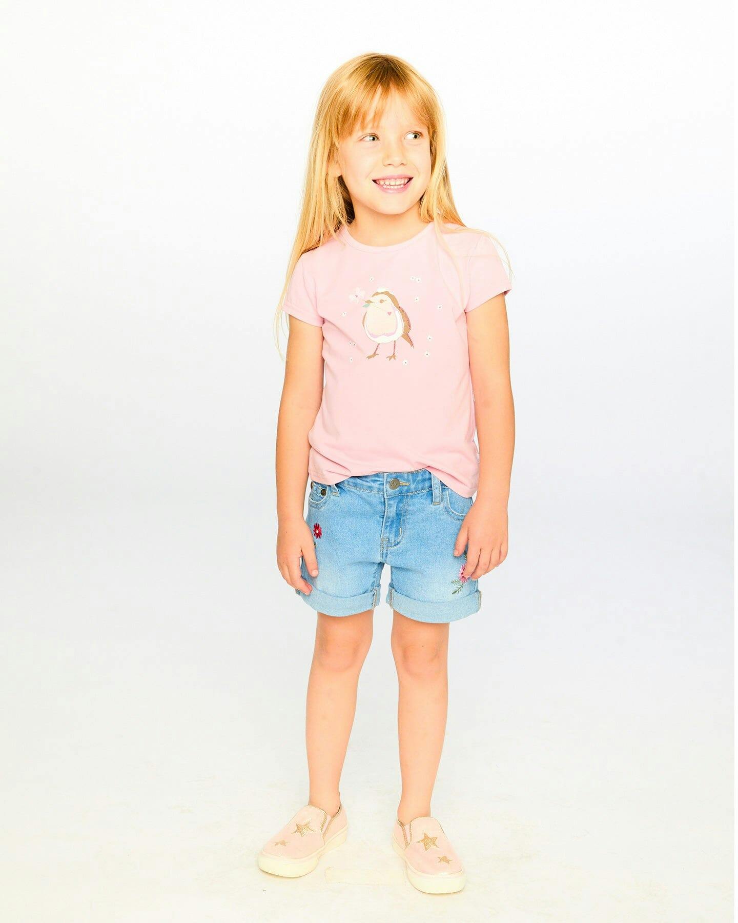 Denim Shorts With Embroidery