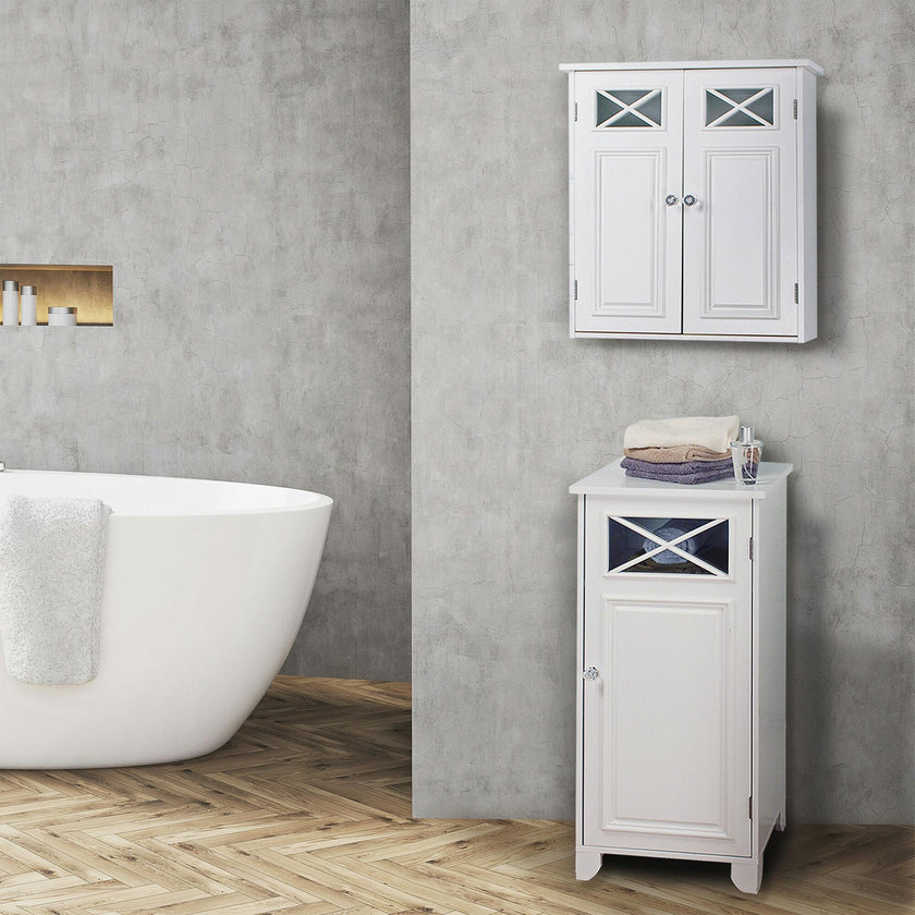 Dawson Wooden Wall Cabinet with Cross Molding and 2 Doors