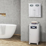Dawson Wooden Wall Cabinet with Cross Molding and 2 Doors