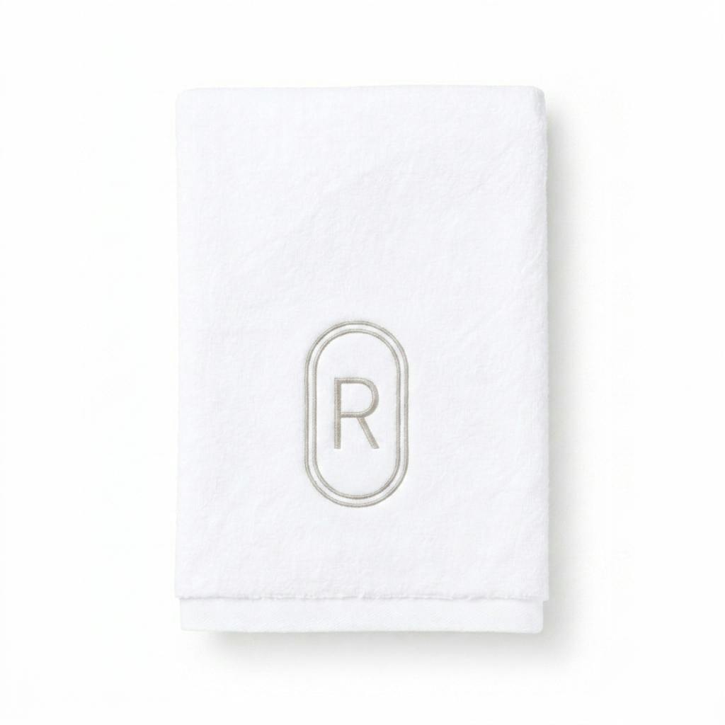 DH Oval Monogram Embroidered Fingertip Towel