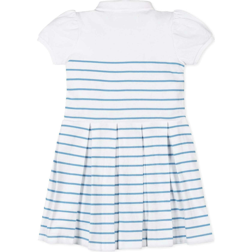Organic Puff Sleeve Pique Polo Dress, White