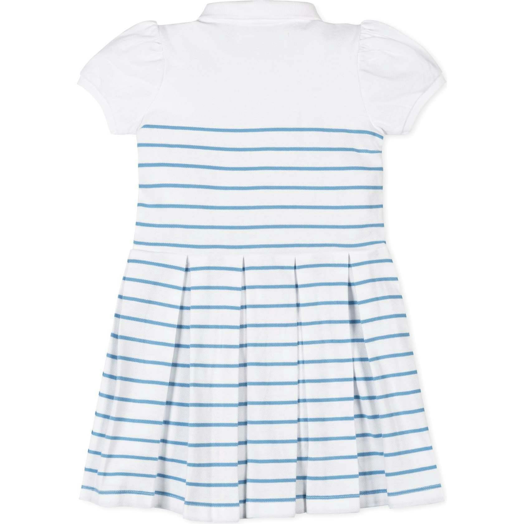 Organic Puff Sleeve Pique Polo Dress, White
