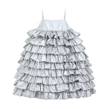 Silver Valeriane Tiered Ruffle Dress