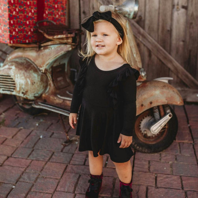 Long Sleeve Ruffle Twirl Dress