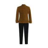 Brown Velvet Suit with Black Accents
