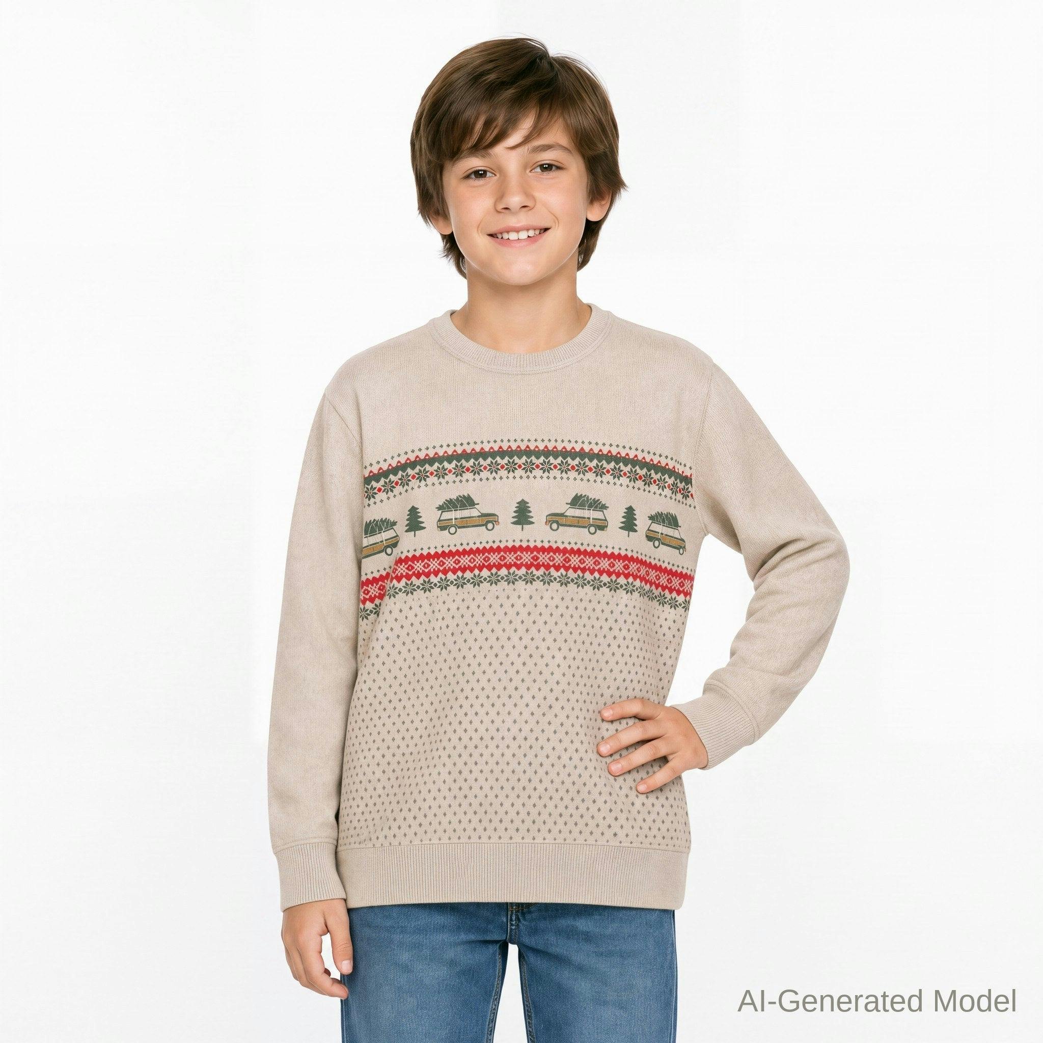 Boys Cozy Holiday Pullover | Bringing Home the Tree