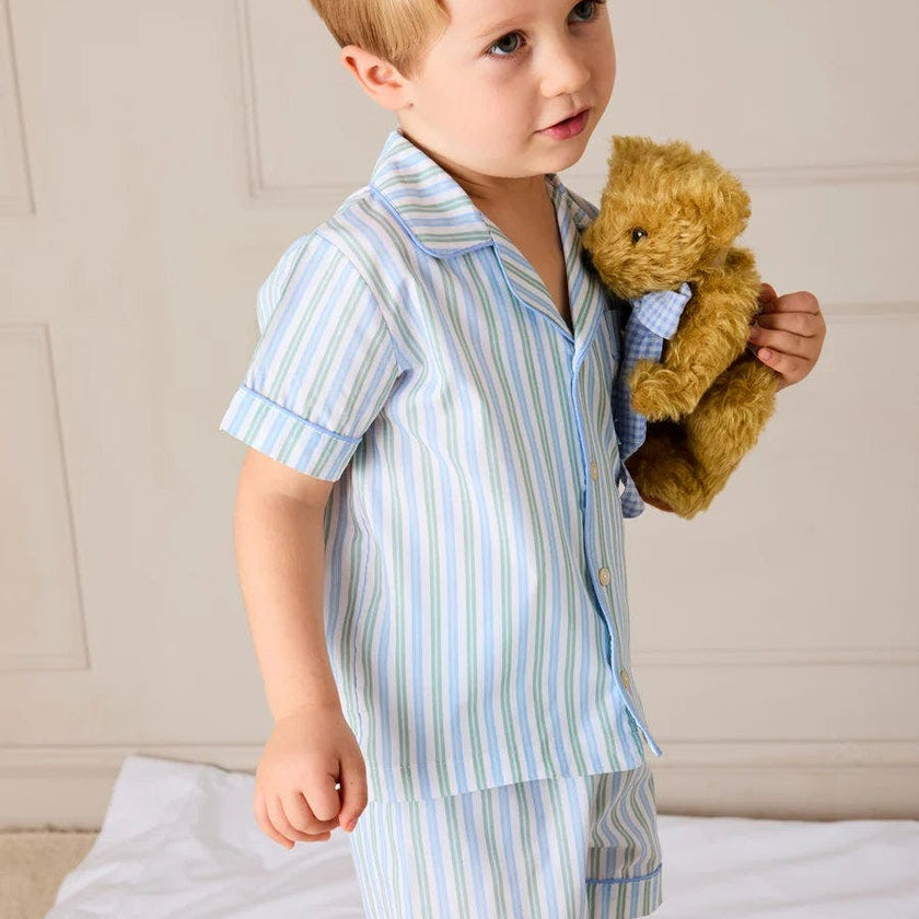Winston Stripe Light Weight Short Sleeve Pyjamas in Green (18mths- 10yrs)