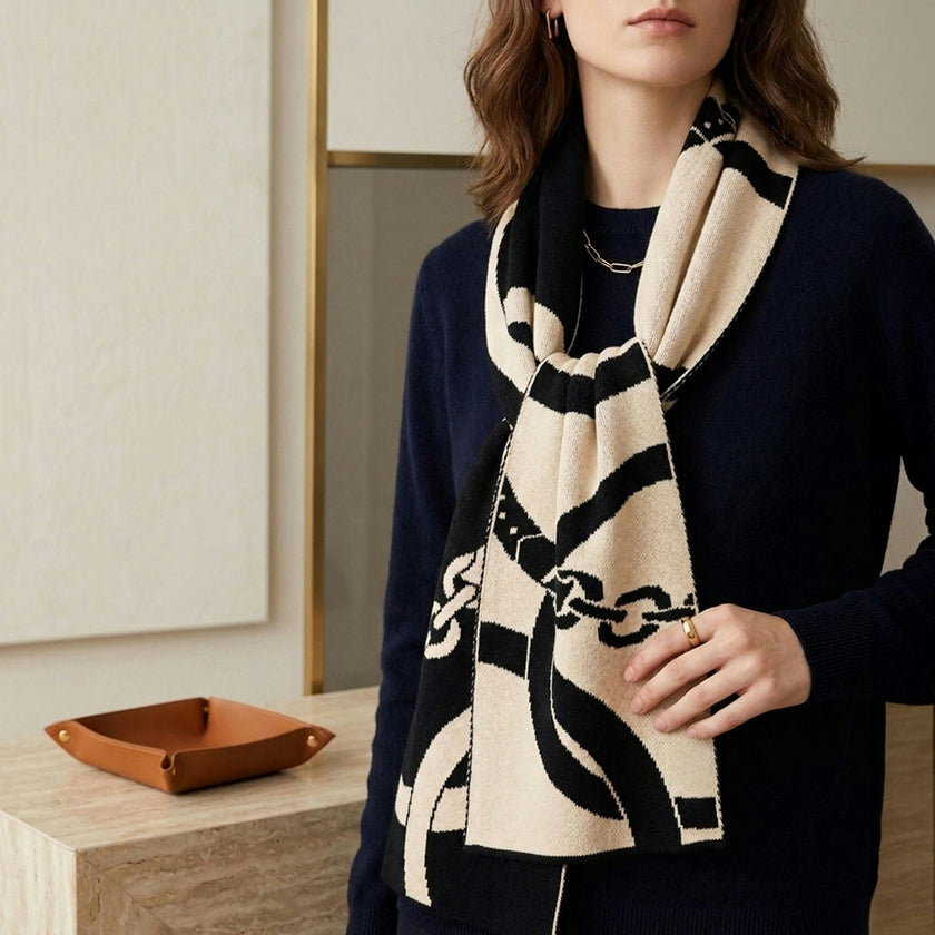 Cotton Sustainable Knit Scarf - Equestrian Loops