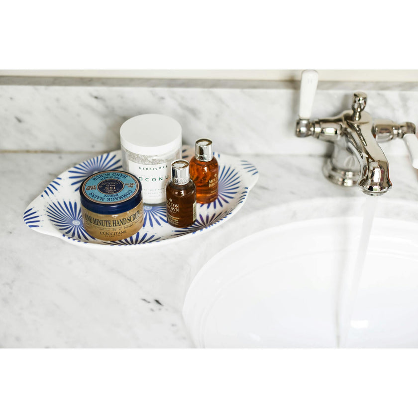 Iris Blue Burst Handled Oval Platter