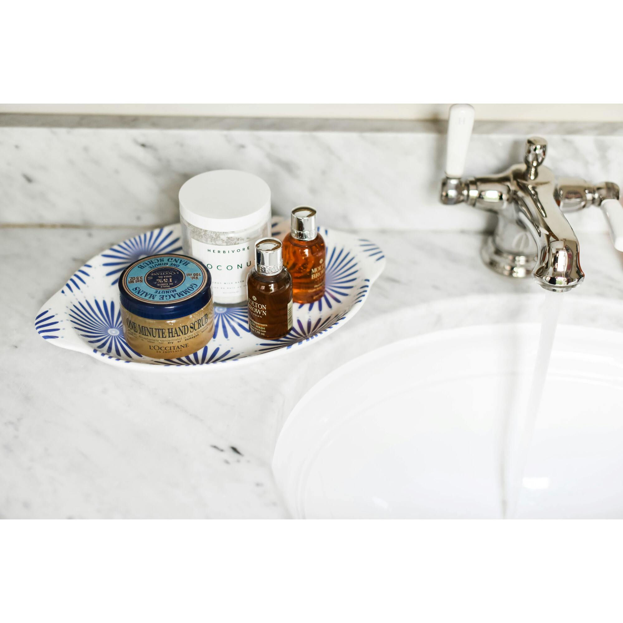 Iris Blue Burst Handled Oval Platter