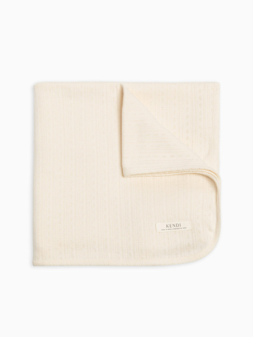 Brushed Back Pointelle Swaddle Blanket