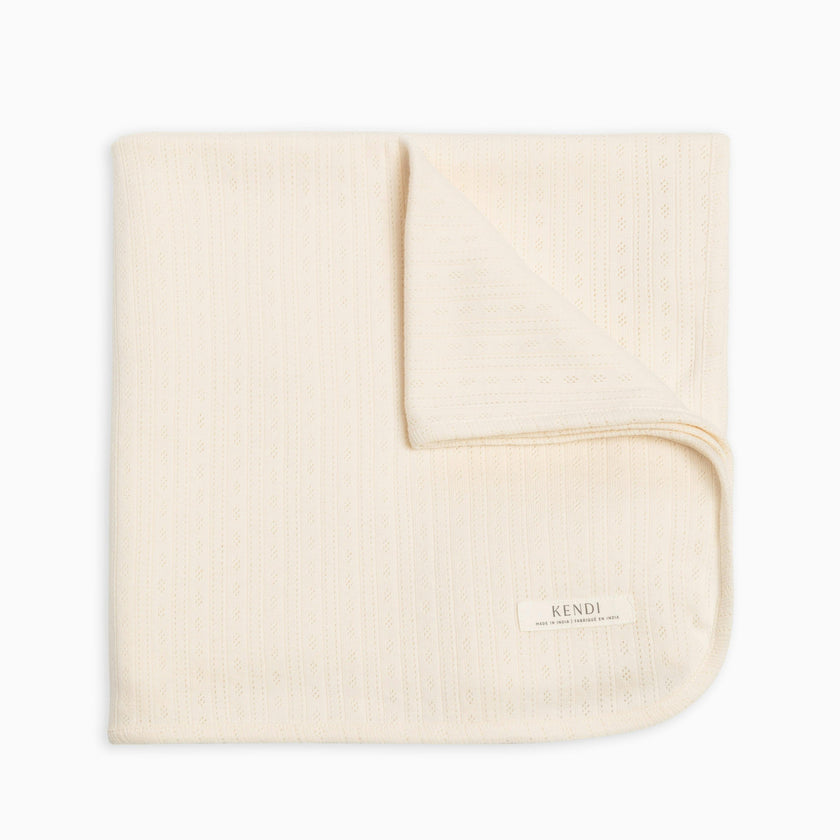 Brushed Back Pointelle Swaddle Blanket Haran Floral