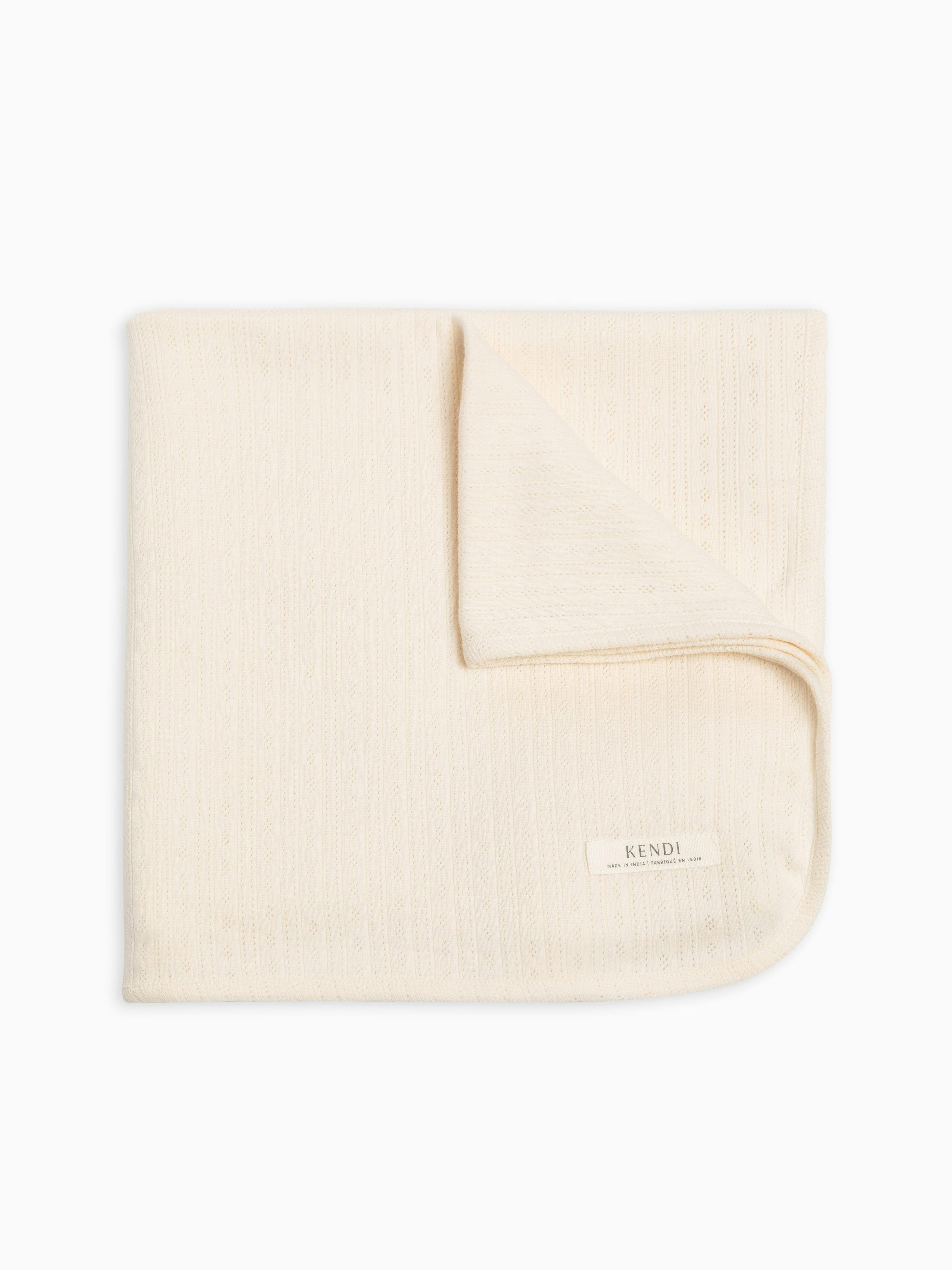 Brushed Back Pointelle Swaddle Blanket