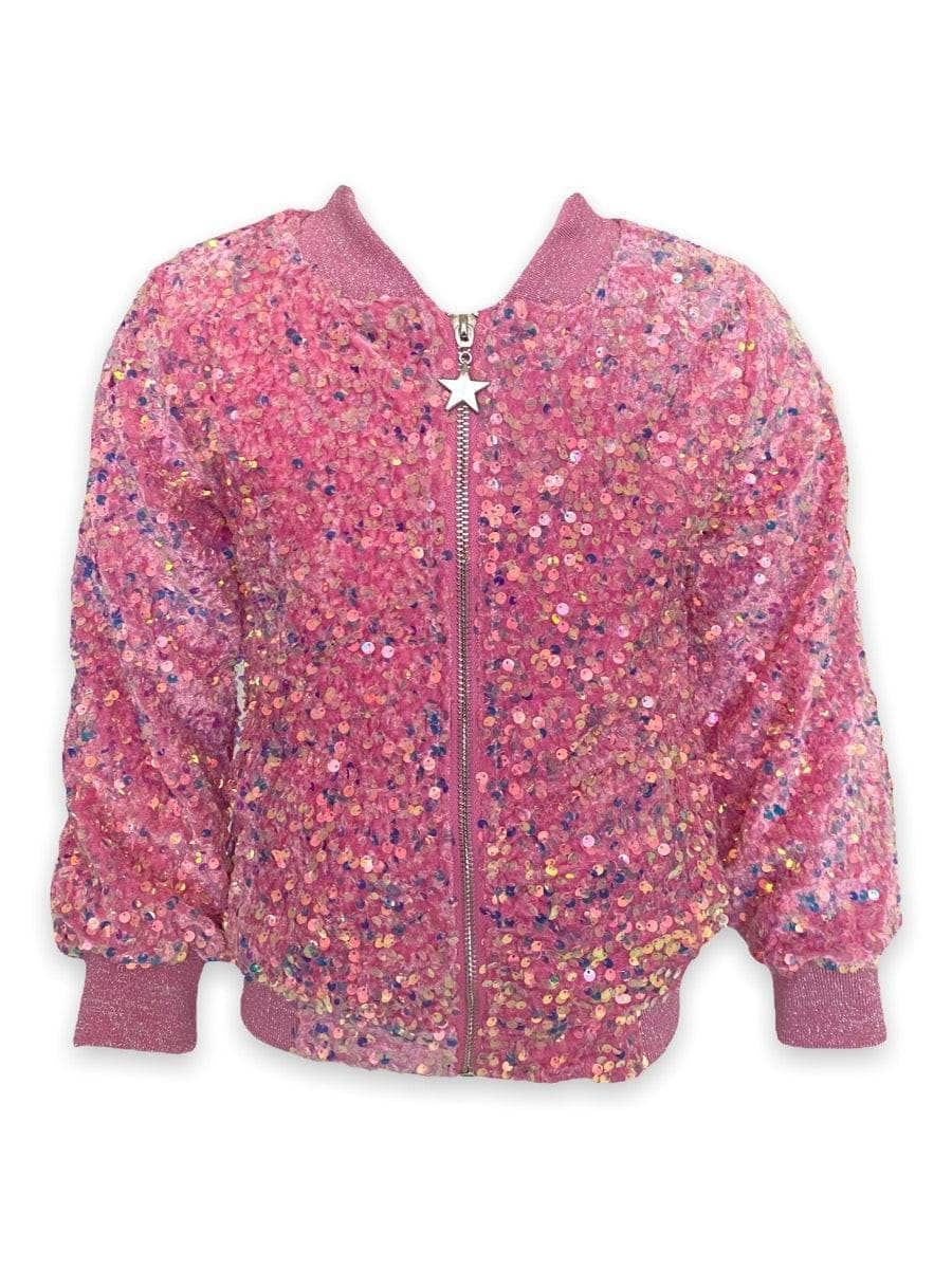 Women's Pretty in Pink Sequin Bomber