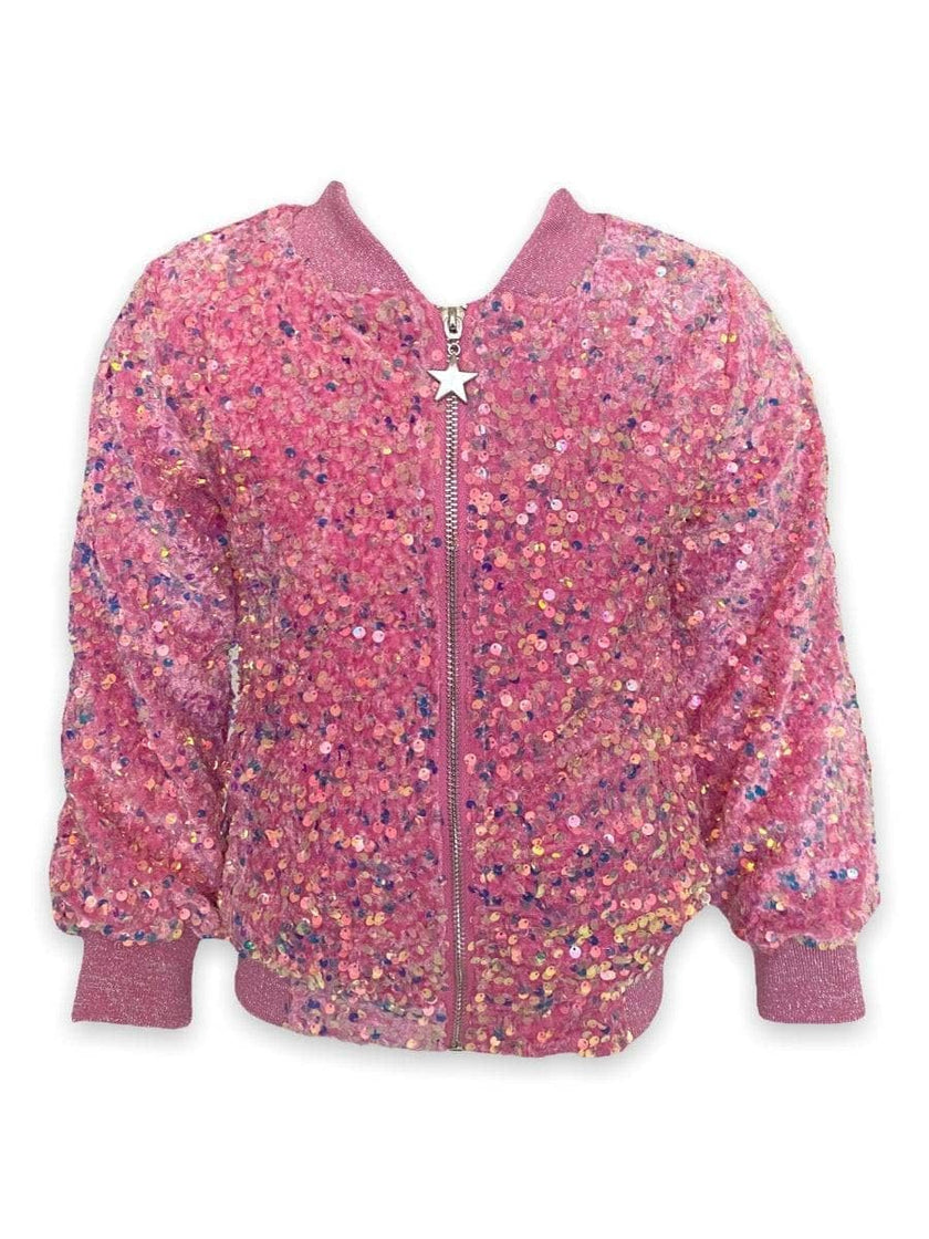 Women's Pretty in Pink Sequin Bomber