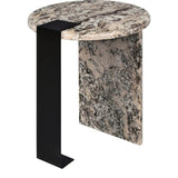 Lyra 20.66" Contemporary Natural Marble/Metal Handmade Round End Table