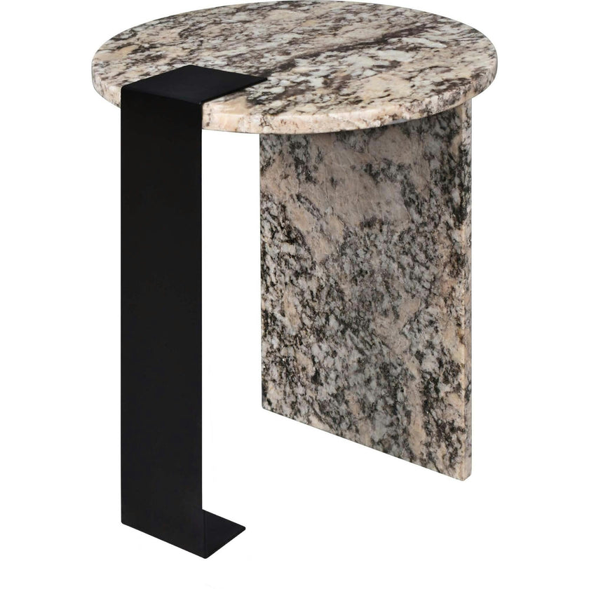 Lyra 20.66" Contemporary Natural Marble/Metal Handmade Round End Table