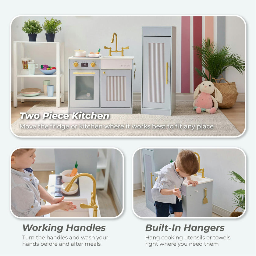 Teamson Kids Little Chef Chester Wooden Play Kitchen With 12 Accessories