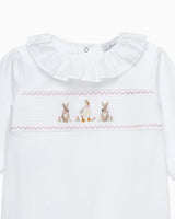 Baby Smocked Onesie in Duck & Bunny