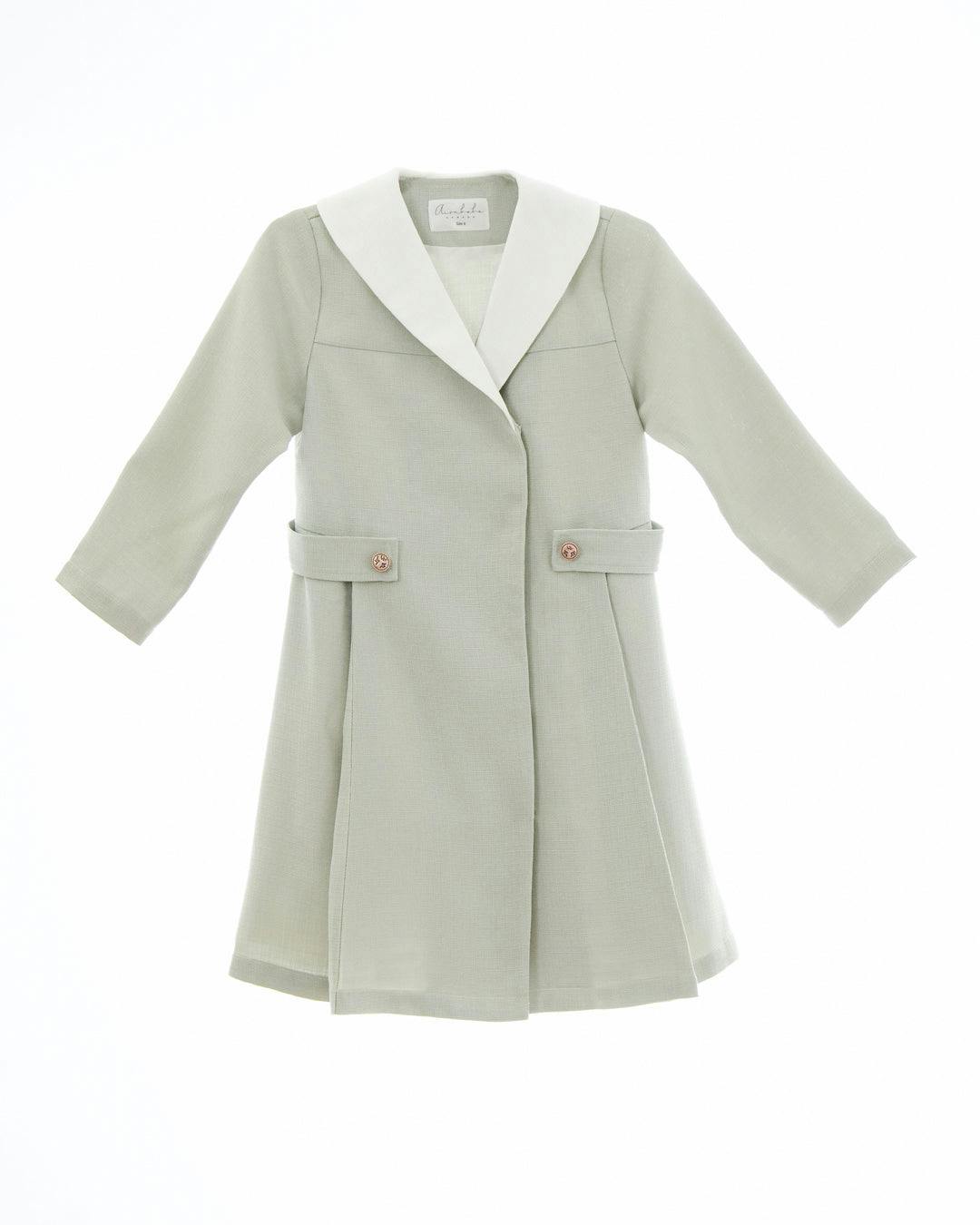 Zelie dress (dusty-sage-green tweed)