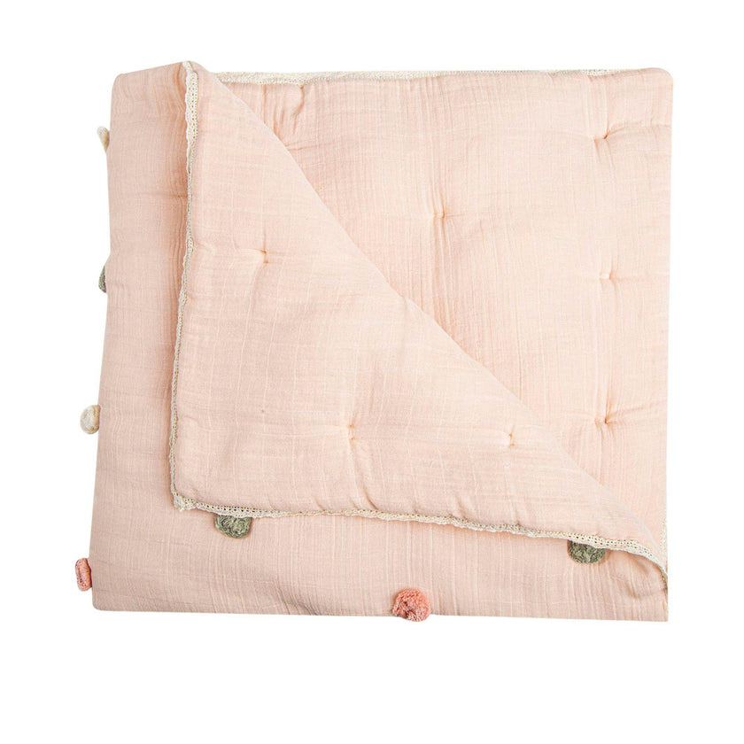 Parker Cotton Muslin Pom Pom Baby Quilt