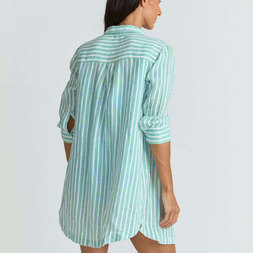 women's tamarin stripe long sleeve button down shirt dress