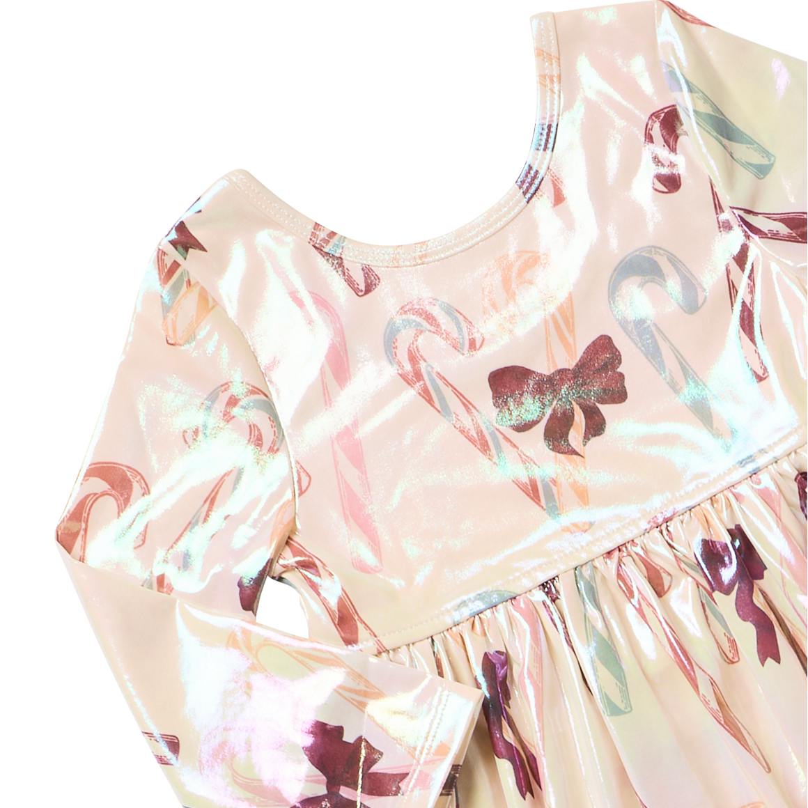 Girls Lame Steph Dress - Antique Candy Canes