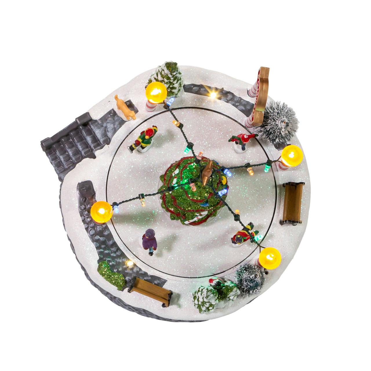Kurt Adler 7-Inch Battery-Operated Musical LED Ice Rink with Tree Table Piece